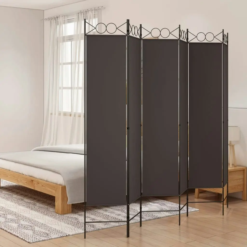 6-Panel Room Divider Brown 240x200 cm Fabric 350159