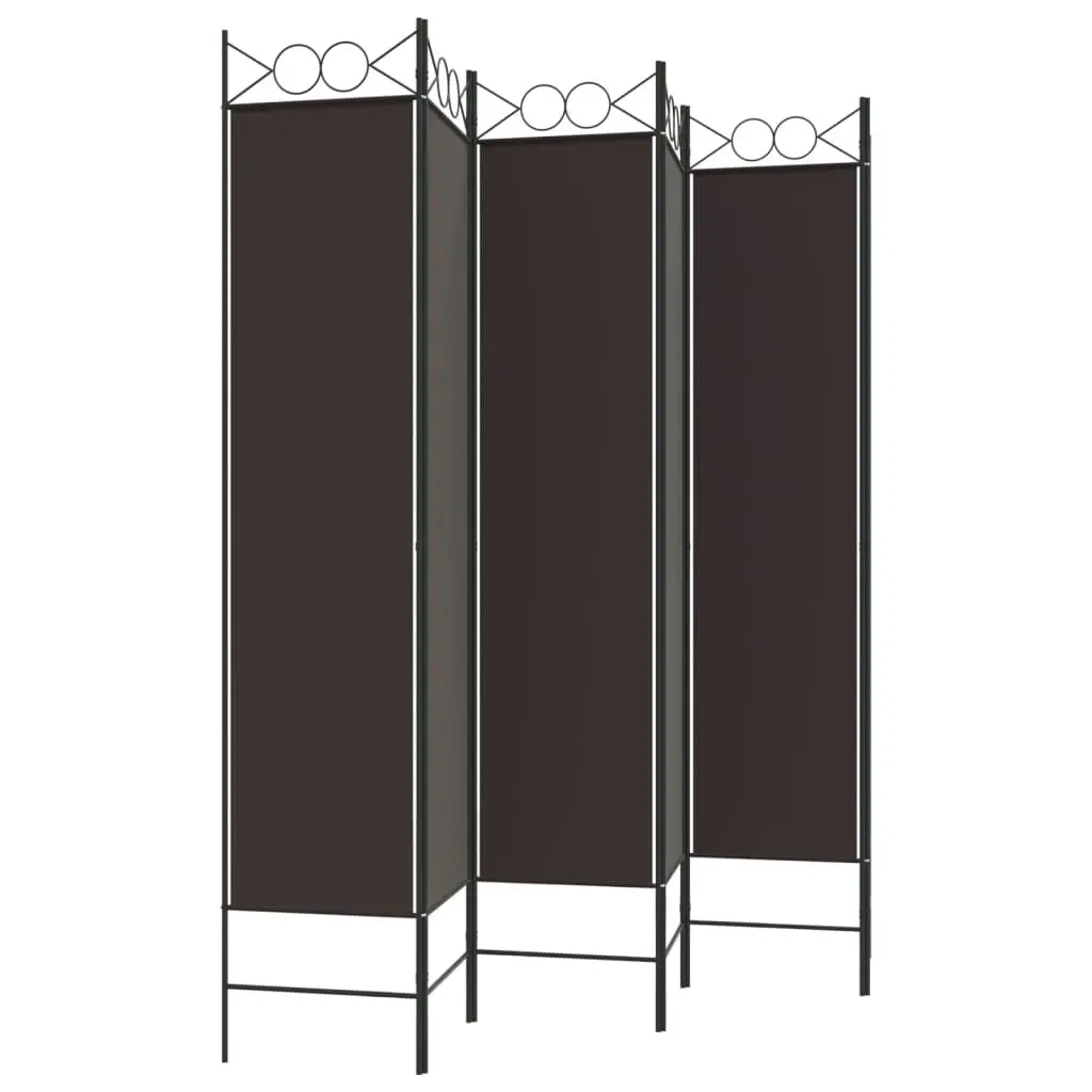 6-Panel Room Divider Brown 240x200 cm Fabric 350159