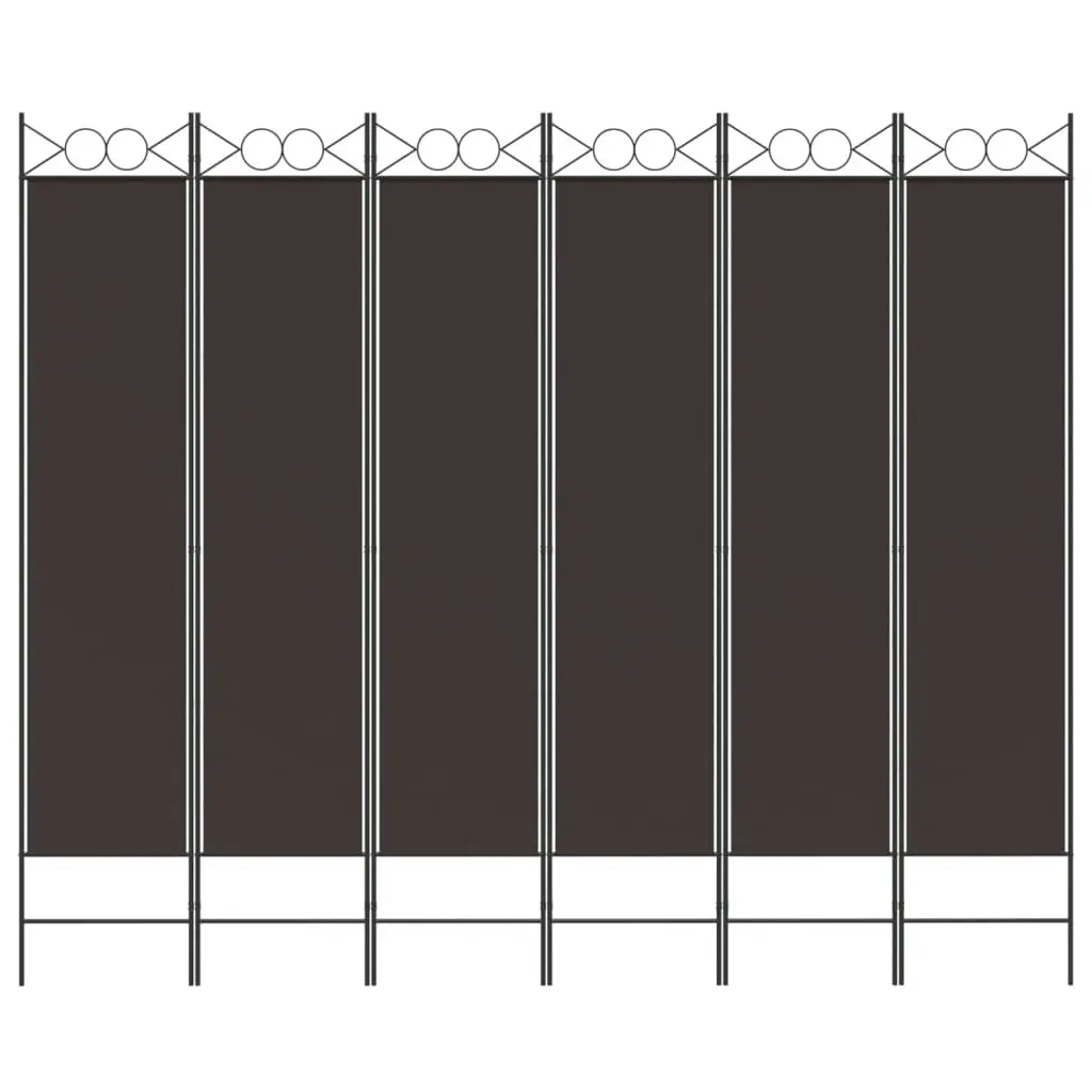 6-Panel Room Divider Brown 240x200 cm Fabric 350159