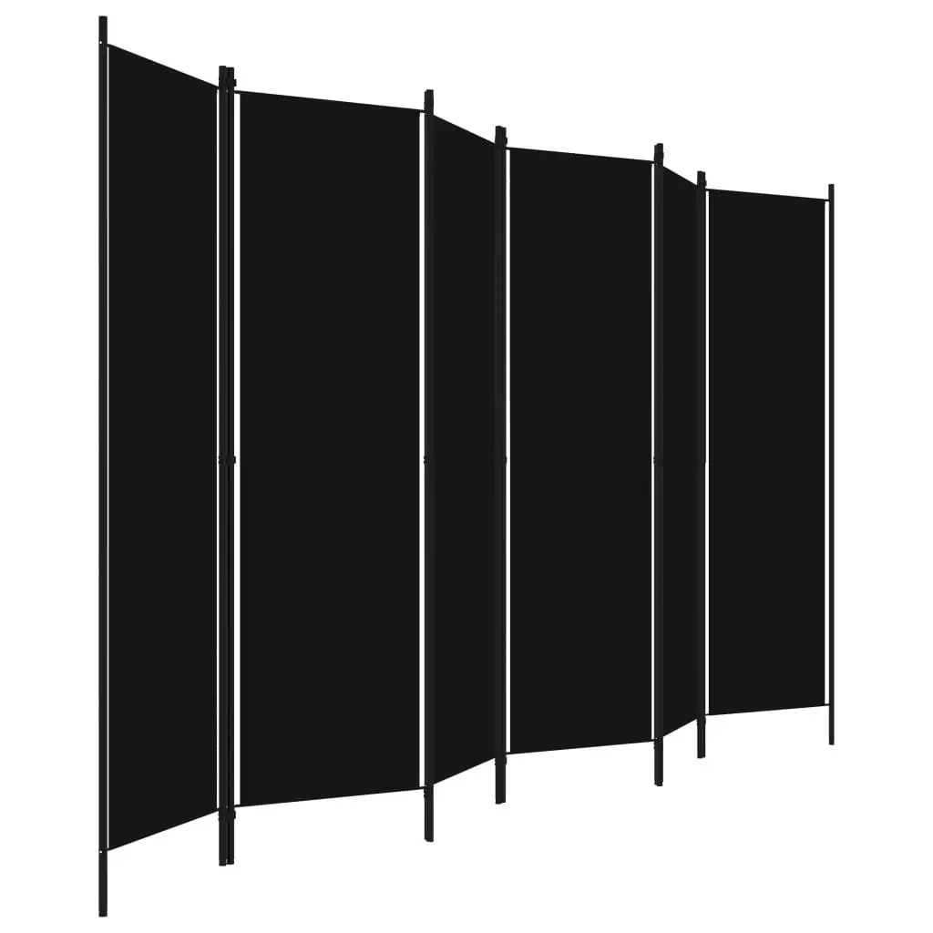 6-Panel Room Divider Black 300x180 cm 320730