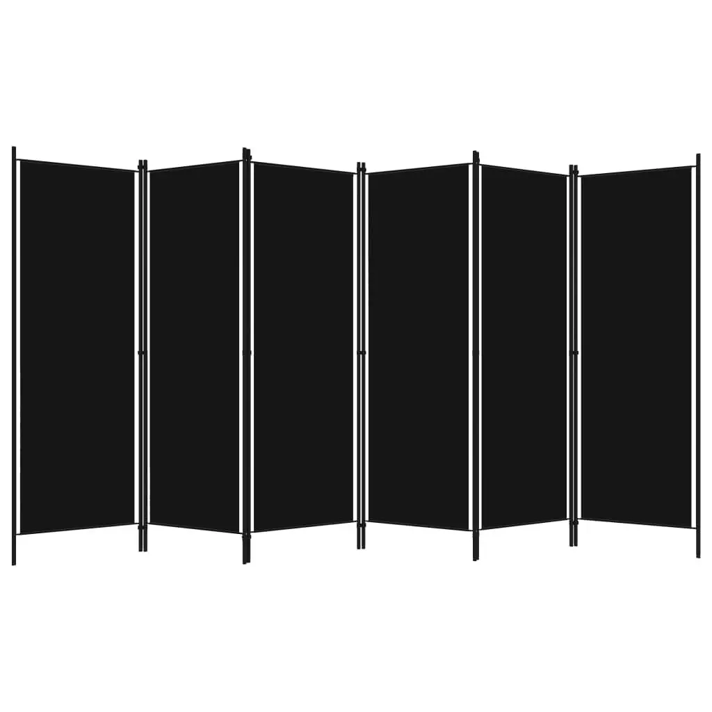 6-Panel Room Divider Black 300x180 cm 320730