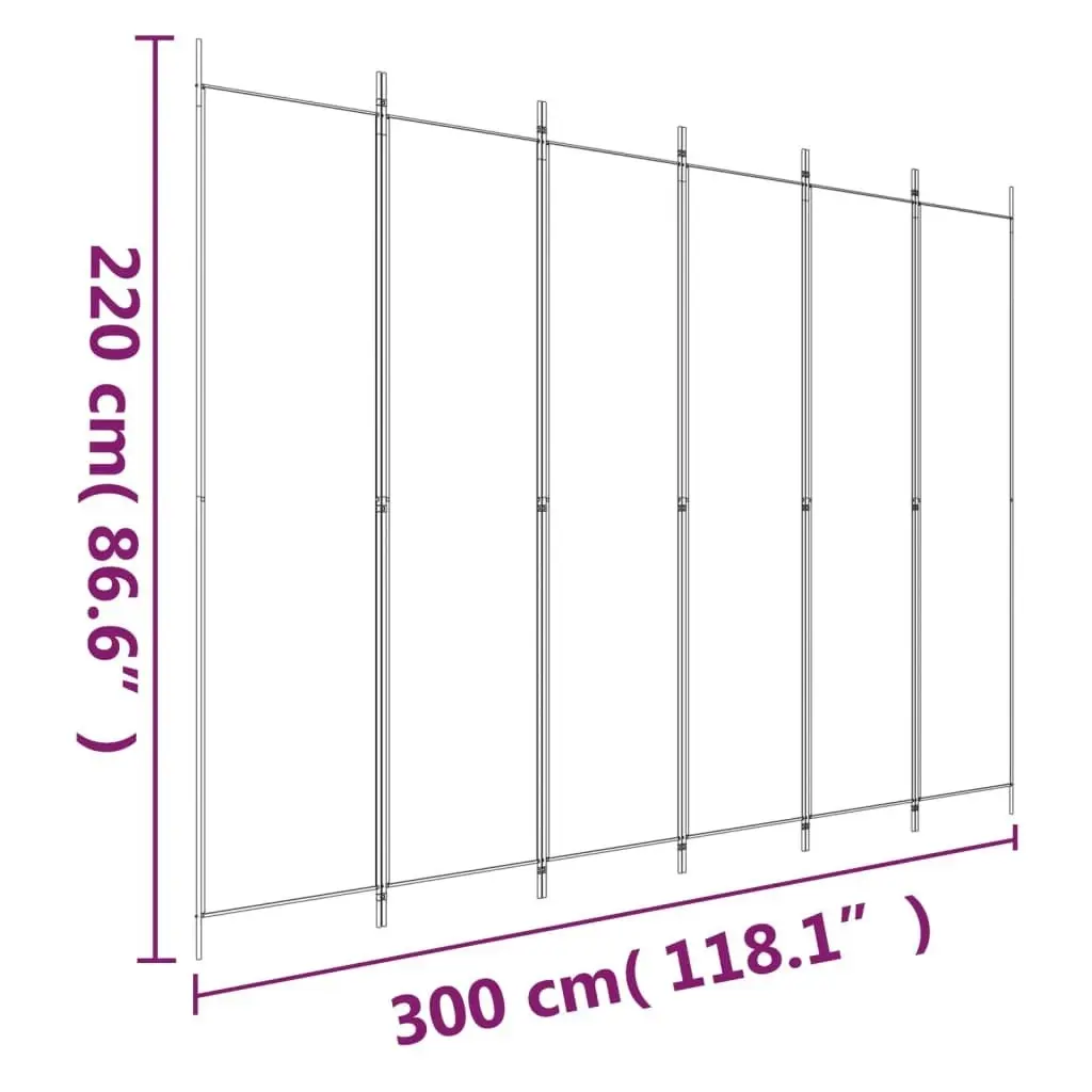 6-Panel Room Divider Anthracite 300x220 cm Fabric 350208