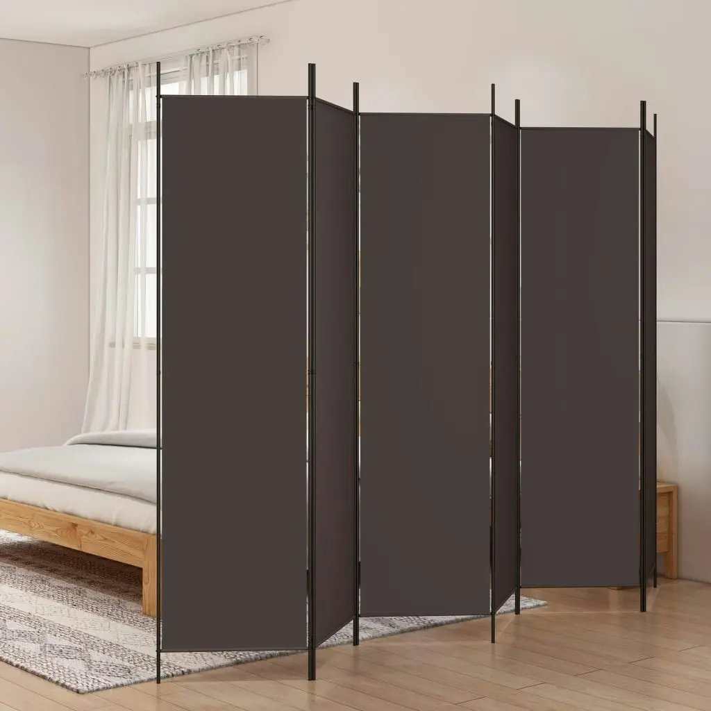 6-Panel Room Divider Brown 300x200 cm Fabric 350191