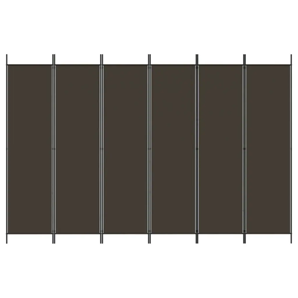 6-Panel Room Divider Brown 300x200 cm Fabric 350191