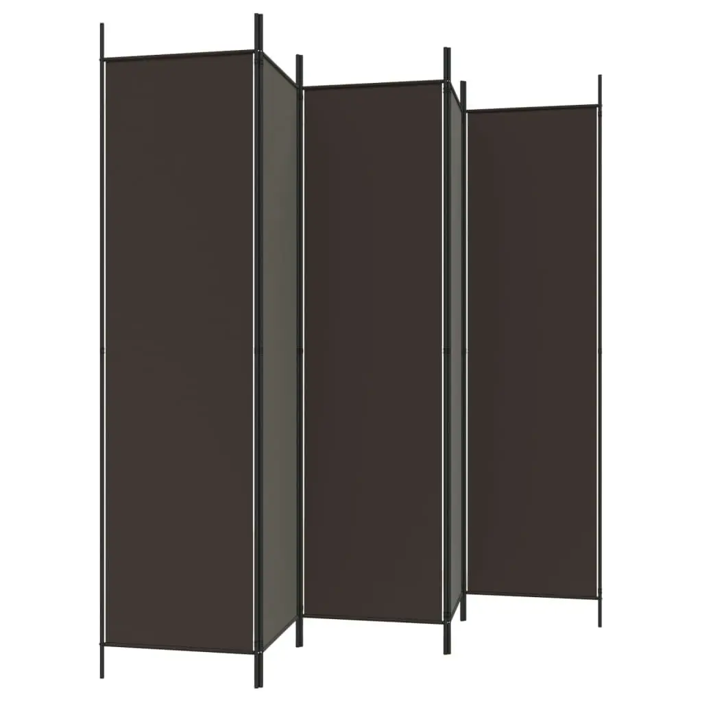 6-Panel Room Divider Brown 300x200 cm Fabric 350191