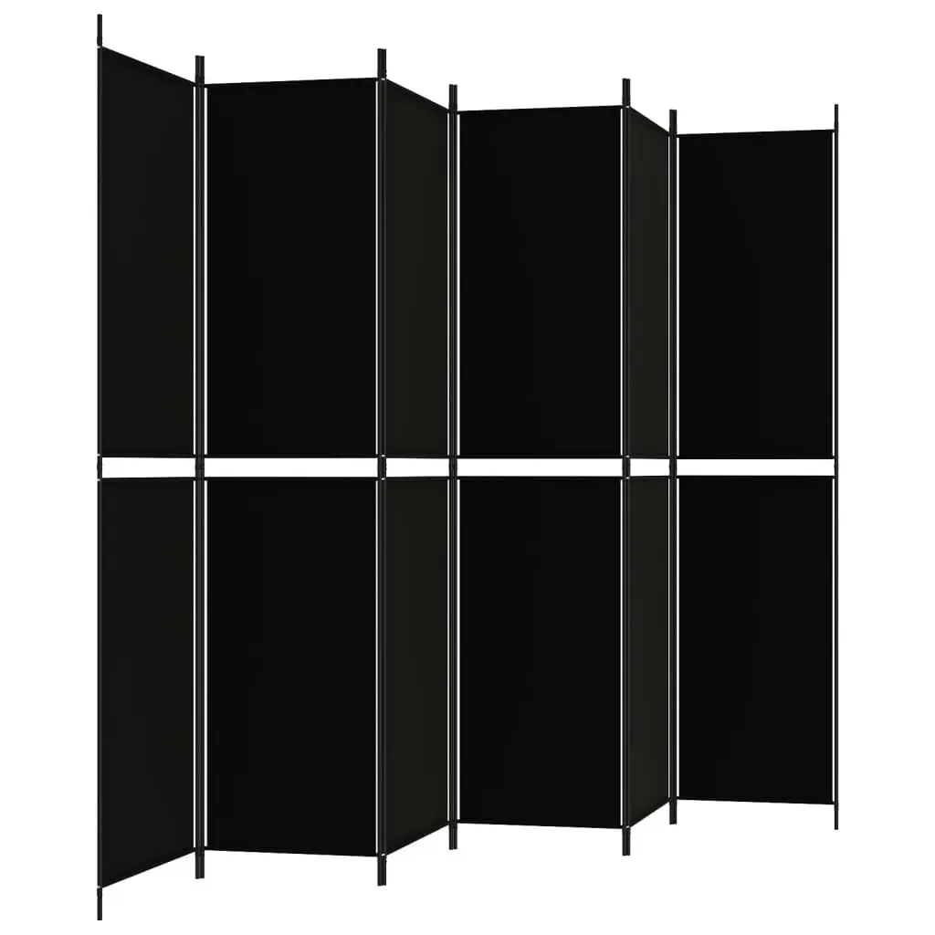 6-Panel Room Divider Black 300x220 cm Fabric 350257