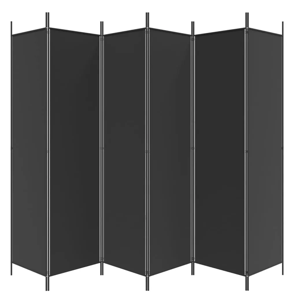 6-Panel Room Divider Black 300x200 cm Fabric 350193