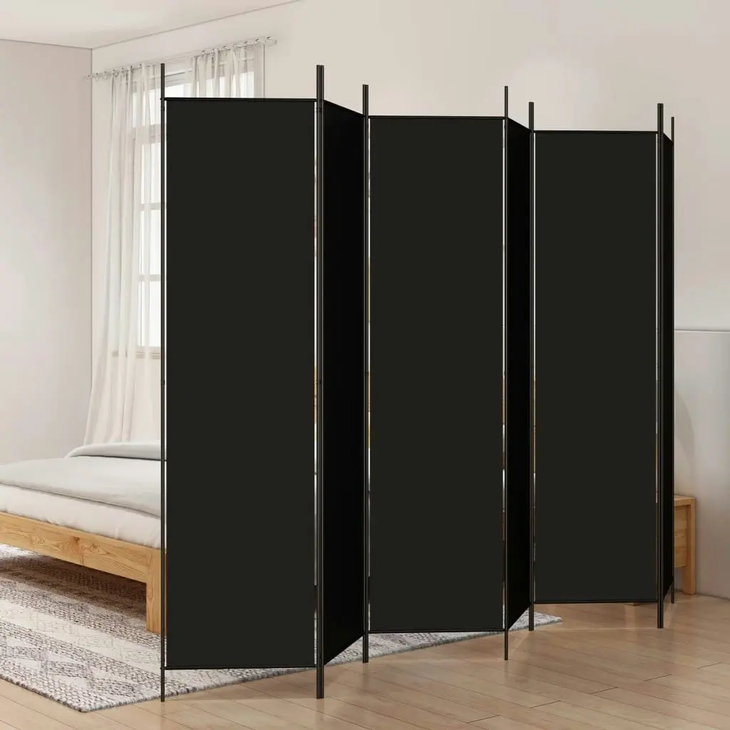 6-Panel Room Divider Black 300x200 cm Fabric 350193