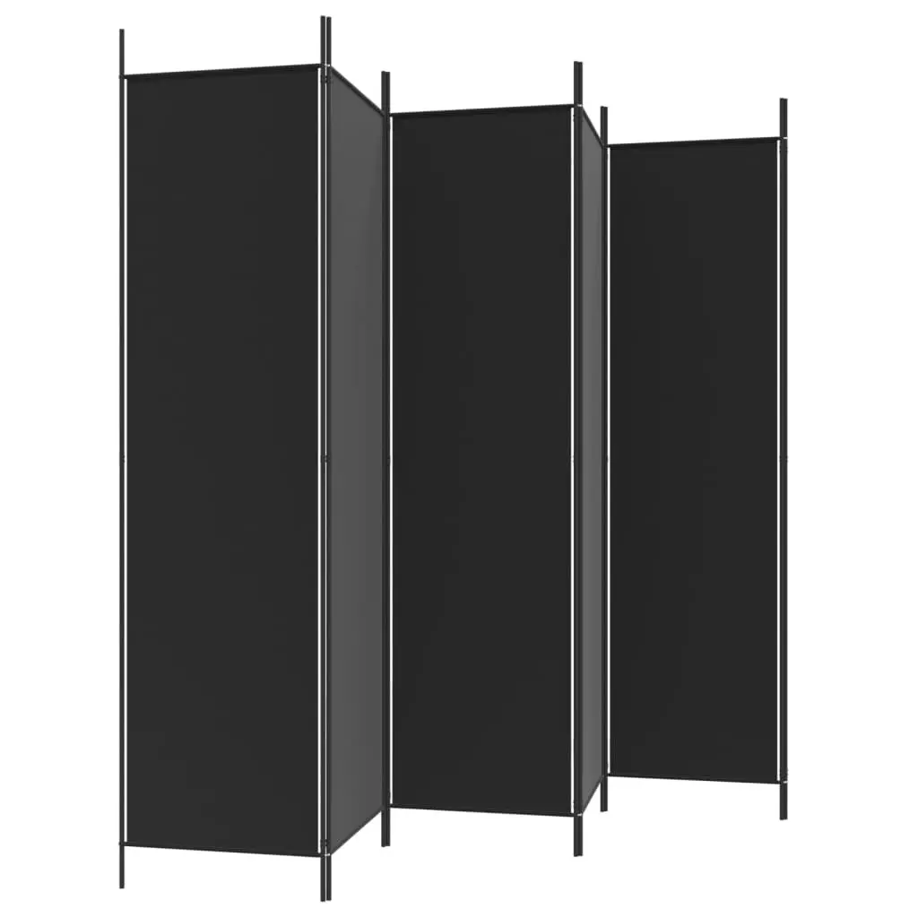 6-Panel Room Divider Black 300x200 cm Fabric 350193