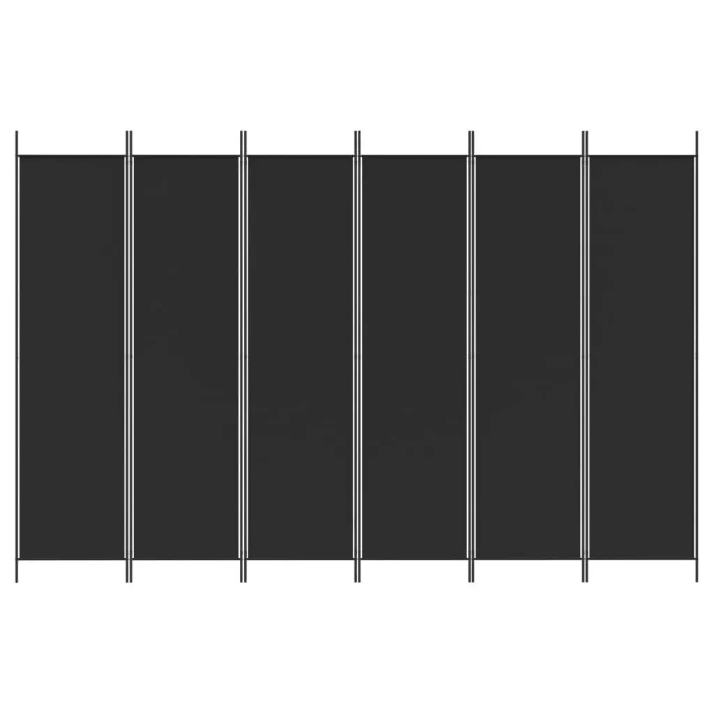 6-Panel Room Divider Black 300x200 cm Fabric 350193