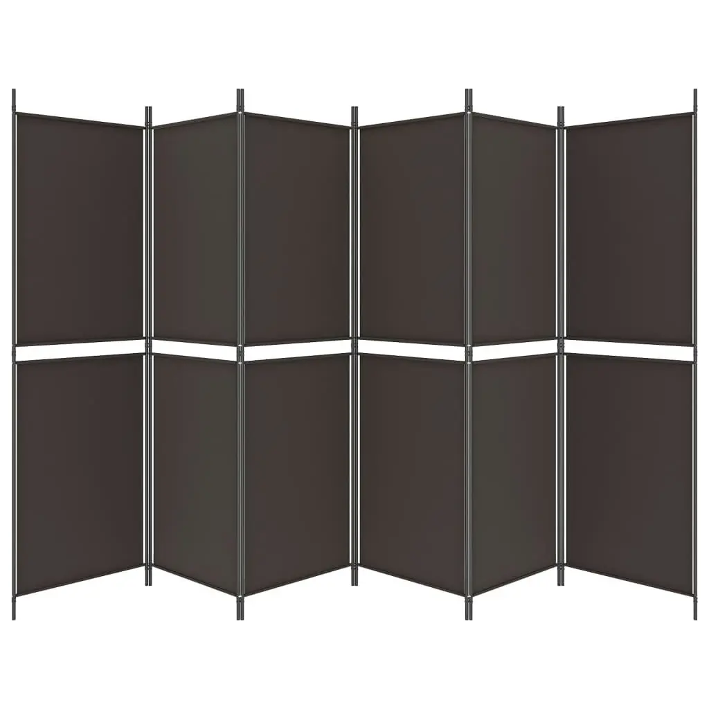 6-Panel Room Divider Brown 300x180 cm Fabric 350223