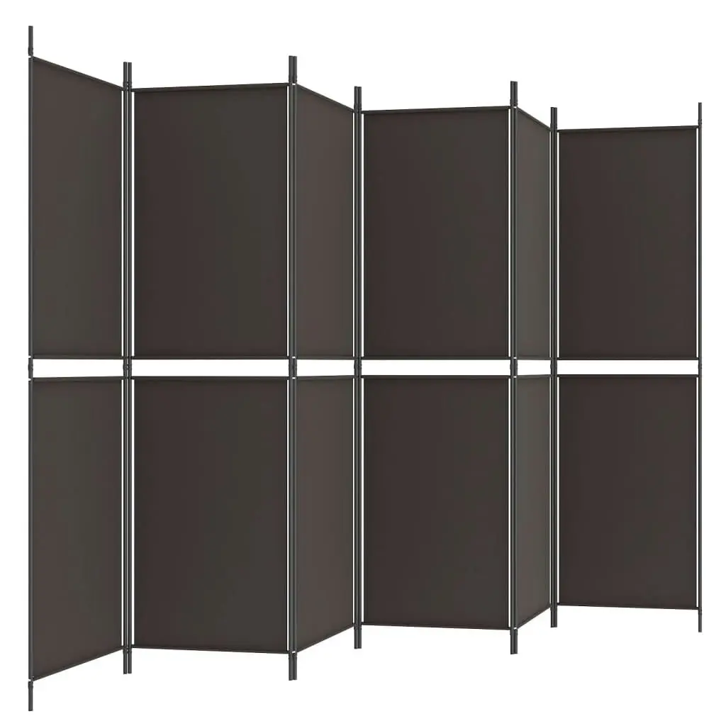 6-Panel Room Divider Brown 300x180 cm Fabric 350223