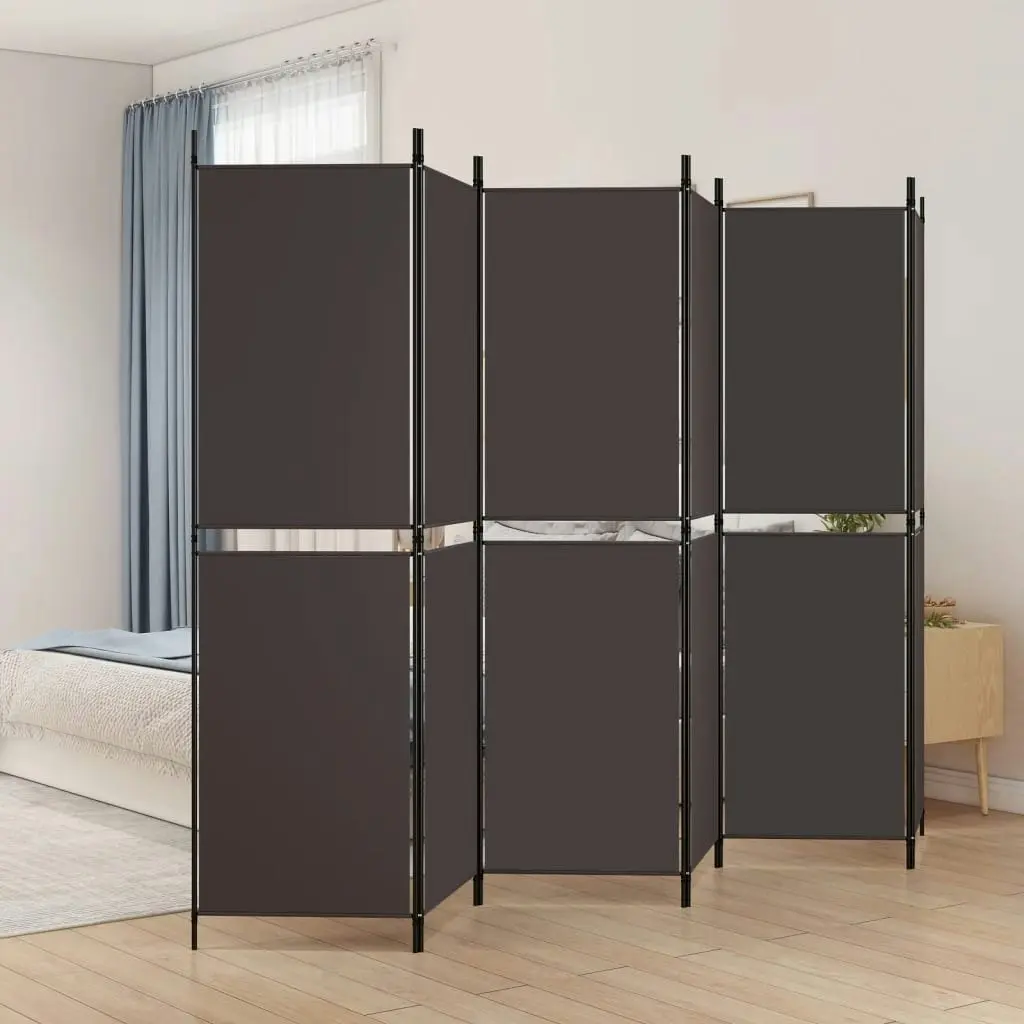 6-Panel Room Divider Brown 300x180 cm Fabric 350223