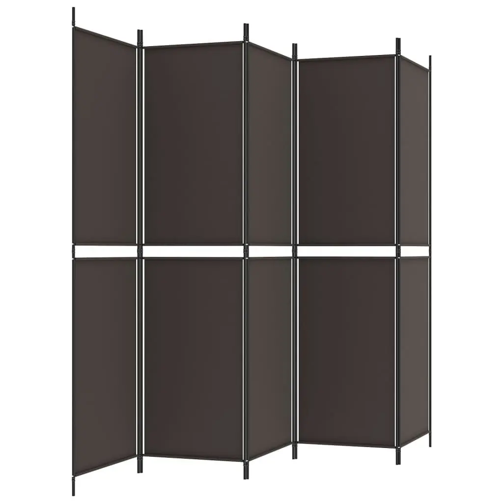 6-Panel Room Divider Brown 300x220 cm Fabric 350255