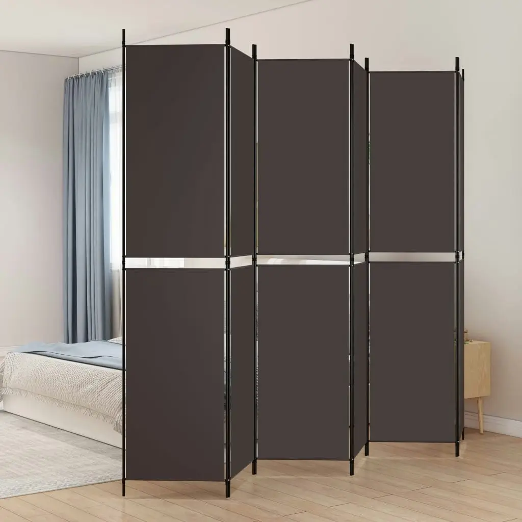 6-Panel Room Divider Brown 300x220 cm Fabric 350255