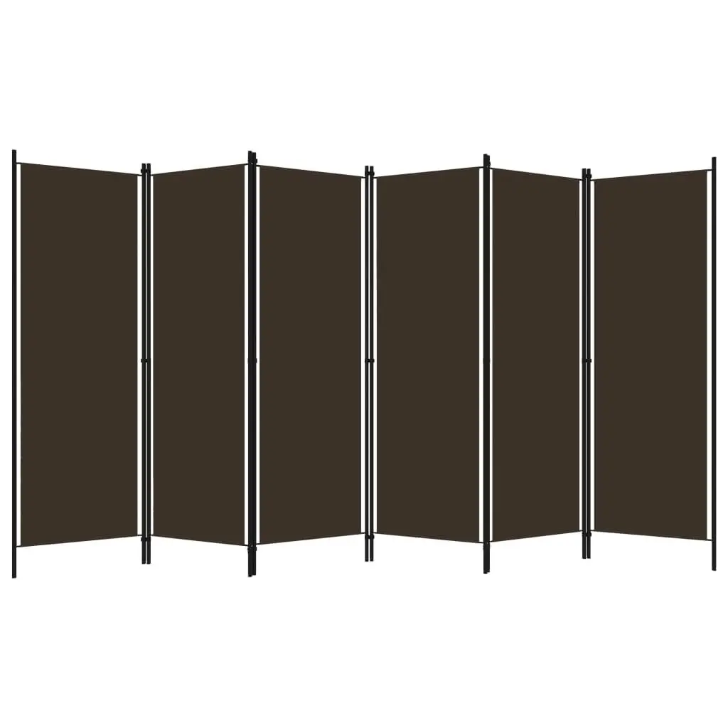 6-Panel Room Divider Brown 300x180 cm 320728