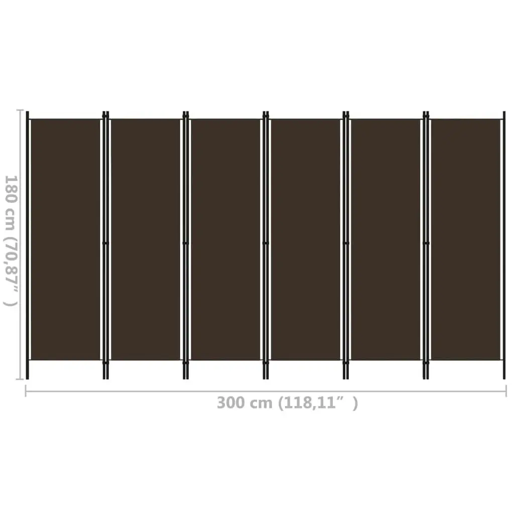 6-Panel Room Divider Brown 300x180 cm 320728