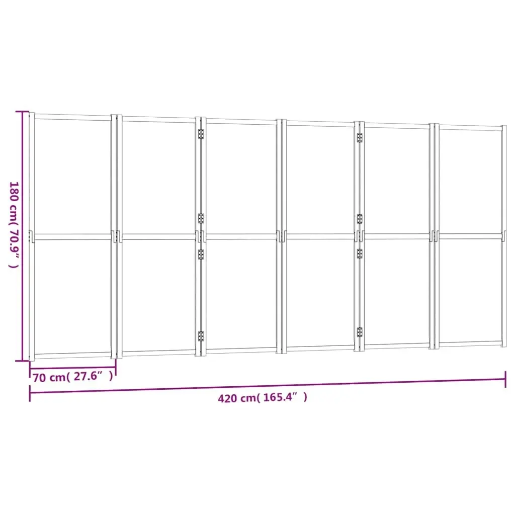 6-Panel Room Divider Cream White 420x180 cm 319186