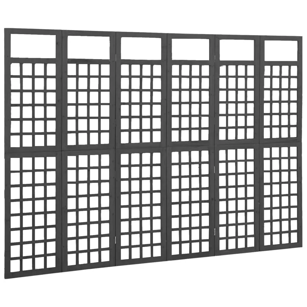 6-Panel Room Divider/Trellis Solid Fir Wood Black 242.5x180 cm 316485