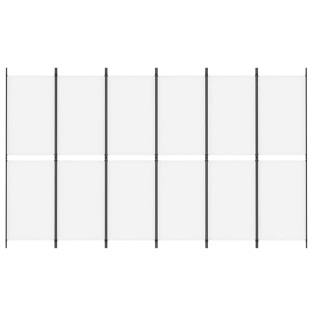 6-Panel Room Divider White 300x180 cm Fabric 350222