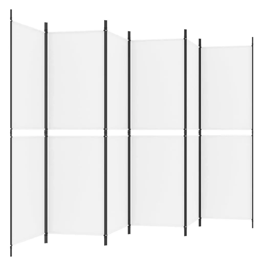 6-Panel Room Divider White 300x180 cm Fabric 350222