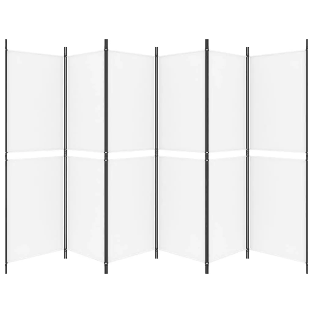 6-Panel Room Divider White 300x180 cm Fabric 350222