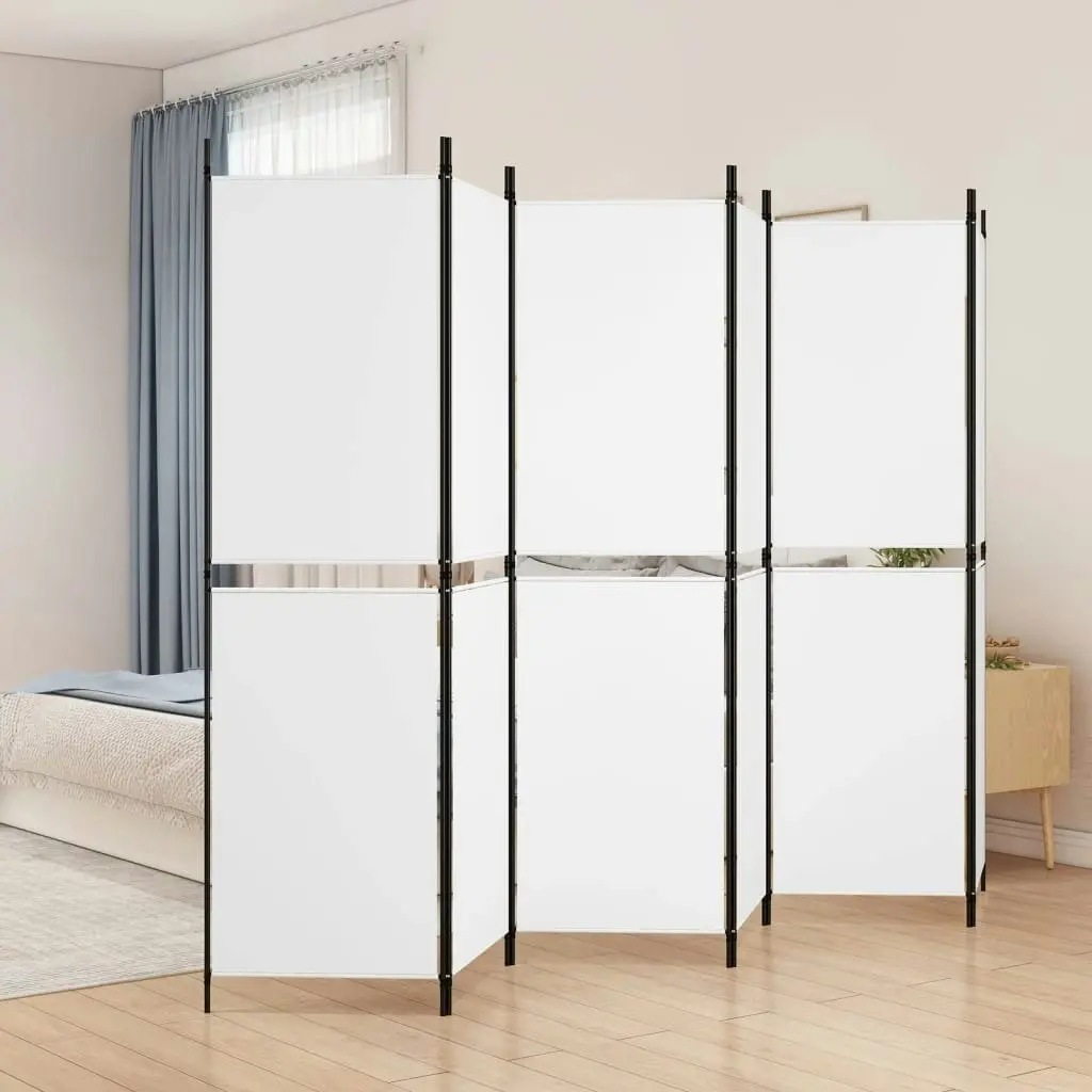 6-Panel Room Divider White 300x180 cm Fabric 350222