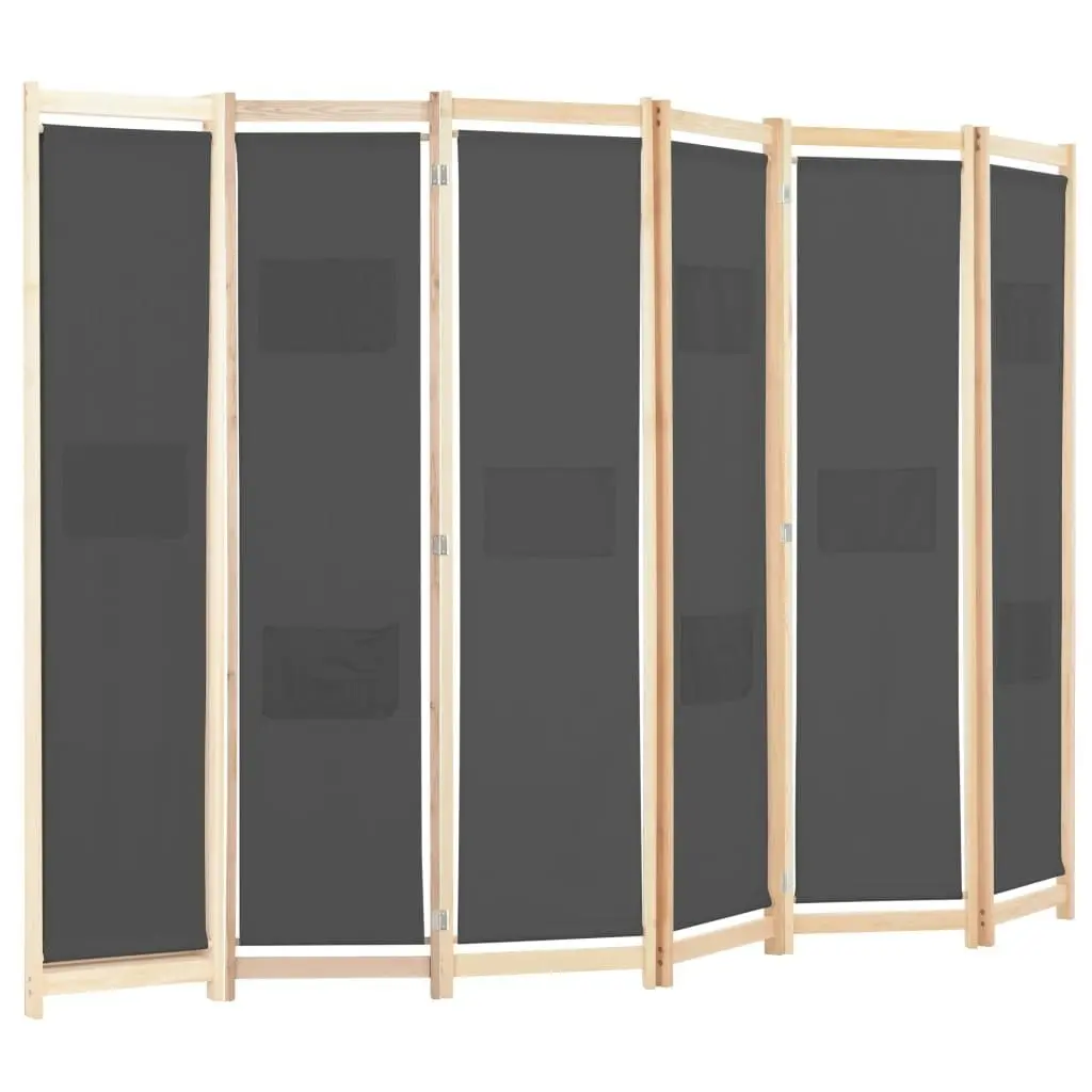 6-Panel Room Divider Grey 240x170x4 cm Fabric 248178