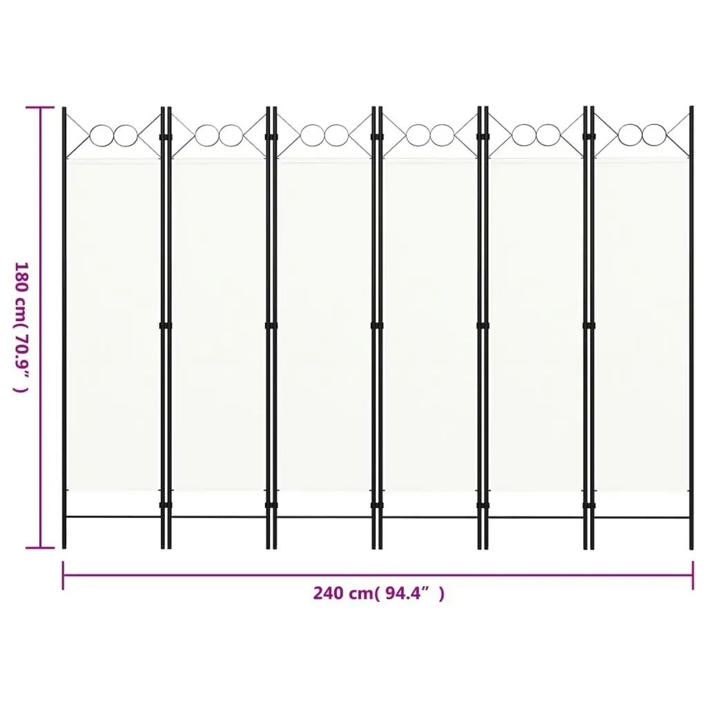 6-Panel Room Divider White 240x180 cm 320711