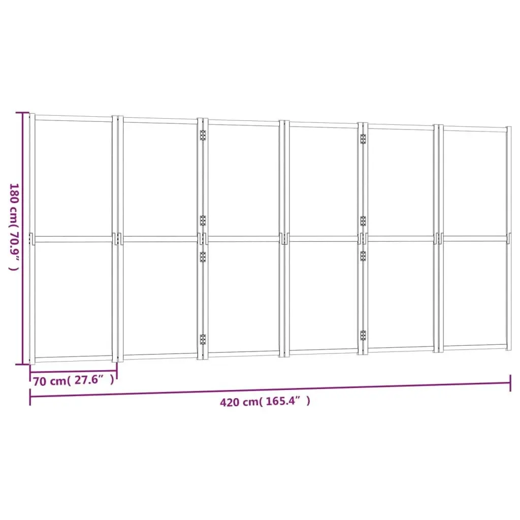 6-Panel Room Divider Black 420x180 cm 319182