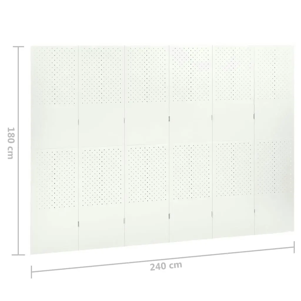 6-Panel Room Divider White 240x180 cm Steel 335905