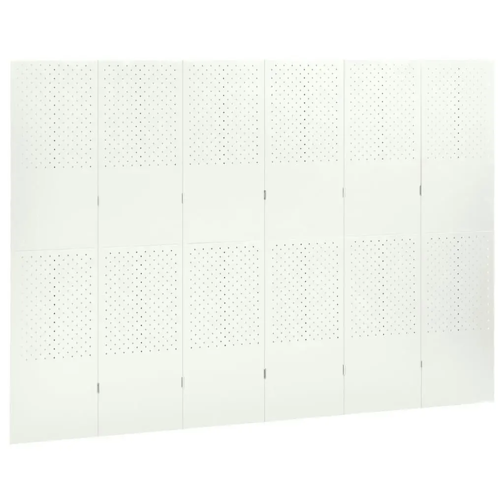 6-Panel Room Divider White 240x180 cm Steel 335905