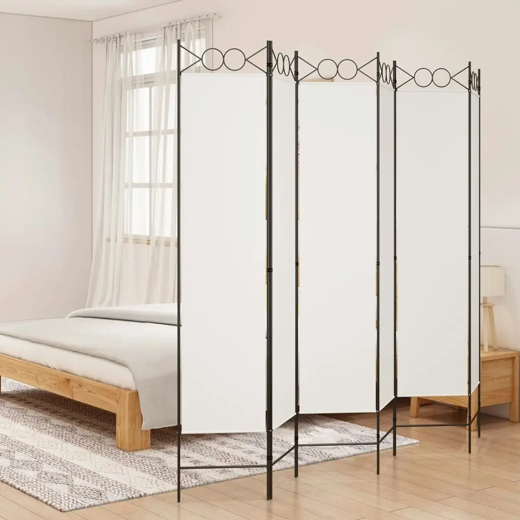 6-Panel Room Divider White 240x200 cm Fabric 350158