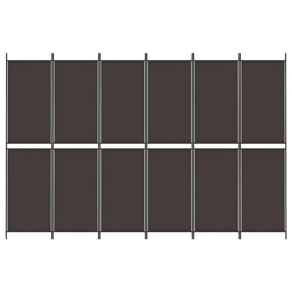 6-Panel Room Divider Brown 300x200 cm Fabric 350239