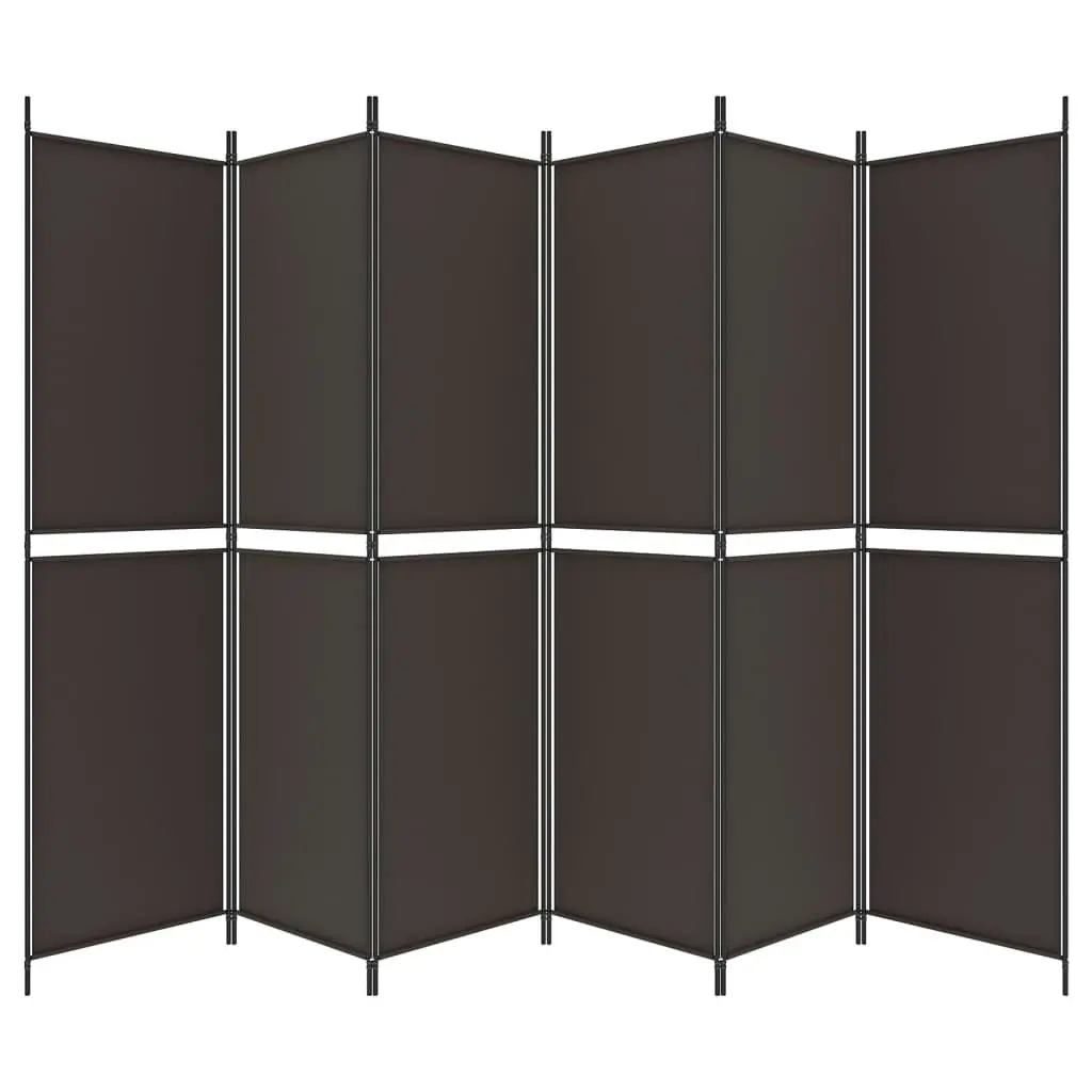 6-Panel Room Divider Brown 300x200 cm Fabric 350239