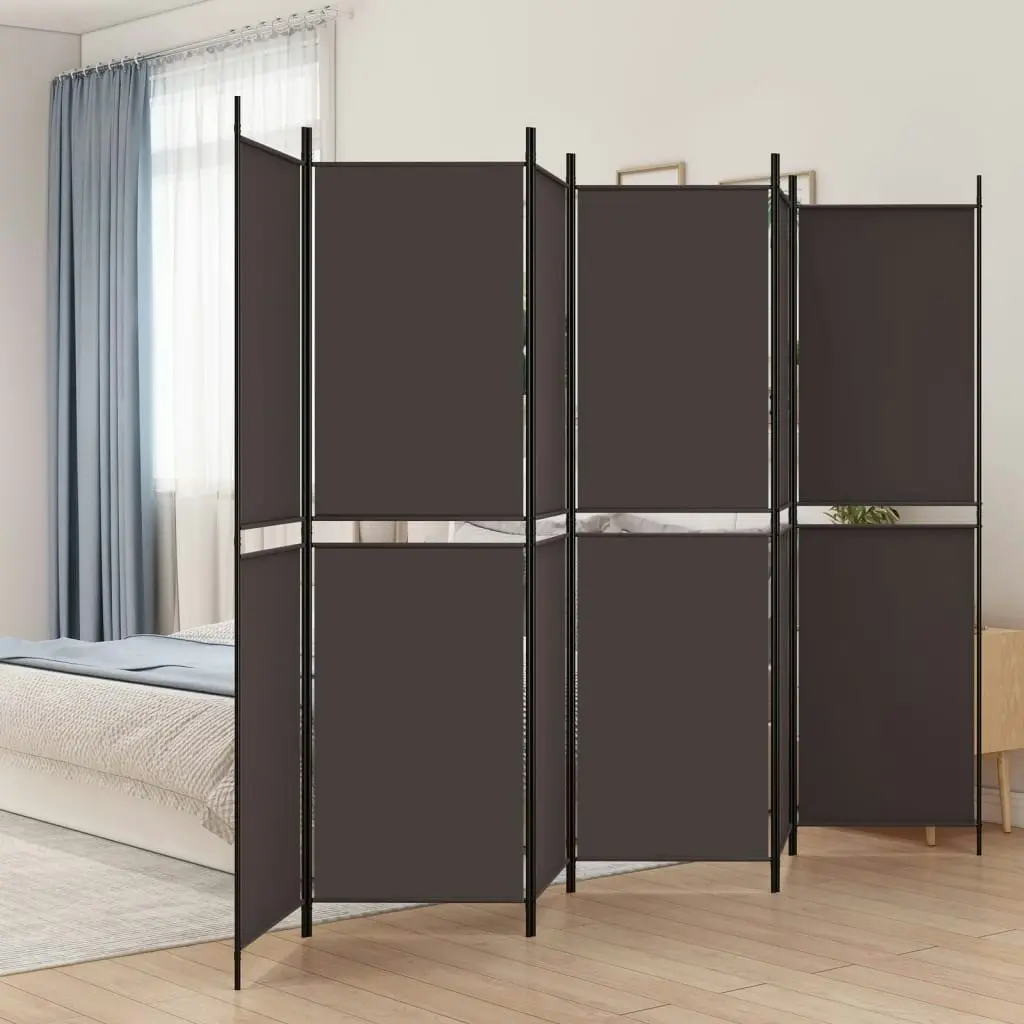 6-Panel Room Divider Brown 300x200 cm Fabric 350239