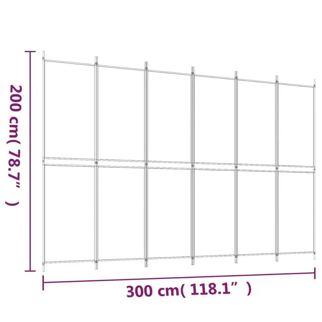 6-Panel Room Divider Brown 300x200 cm Fabric 350239