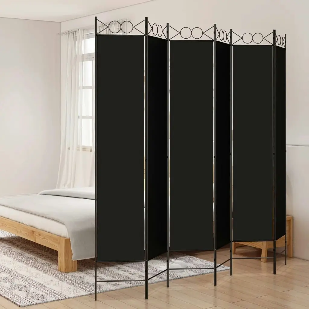 6-Panel Room Divider Black 240x220 cm Fabric 350177