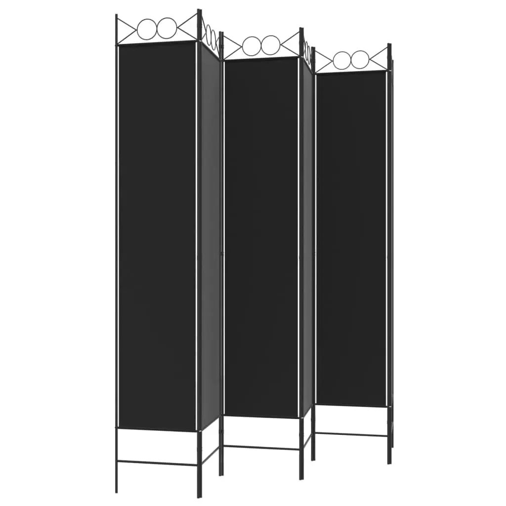 6-Panel Room Divider Black 240x220 cm Fabric 350177