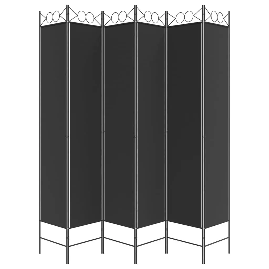 6-Panel Room Divider Black 240x220 cm Fabric 350177