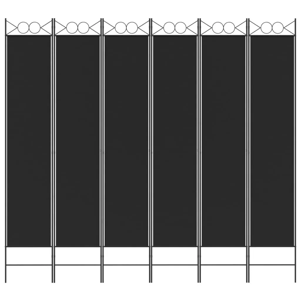 6-Panel Room Divider Black 240x220 cm Fabric 350177