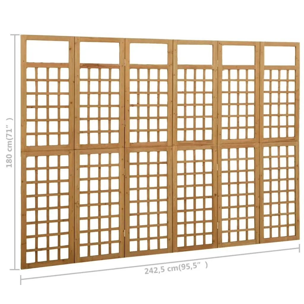 6-Panel Room Divider/Trellis Solid Fir Wood 242.5x180 cm 316481