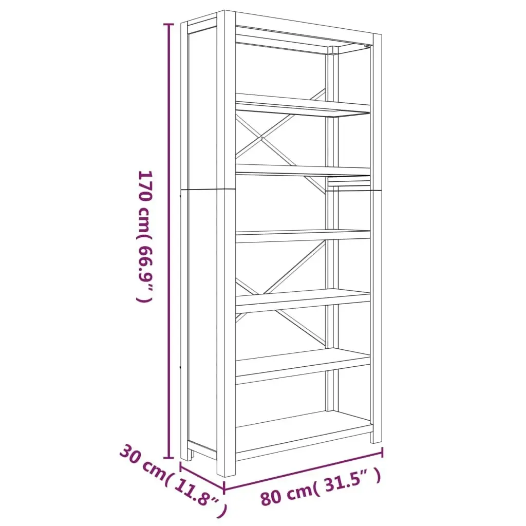 6-Tier Bookcase 80x30x170 cm Solid Wood Acacia 345083