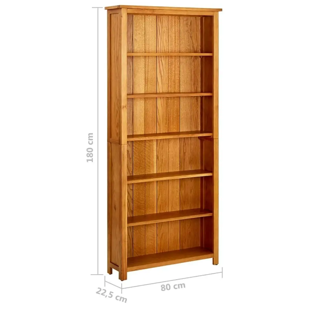 6-Tier Bookcase 80x22.5x180 cm Solid Oak Wood 244470