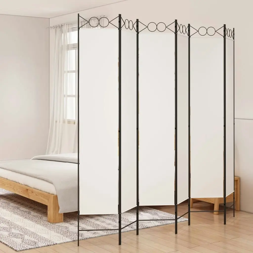 6-Panel Room Divider White 240x220 cm Fabric 350174