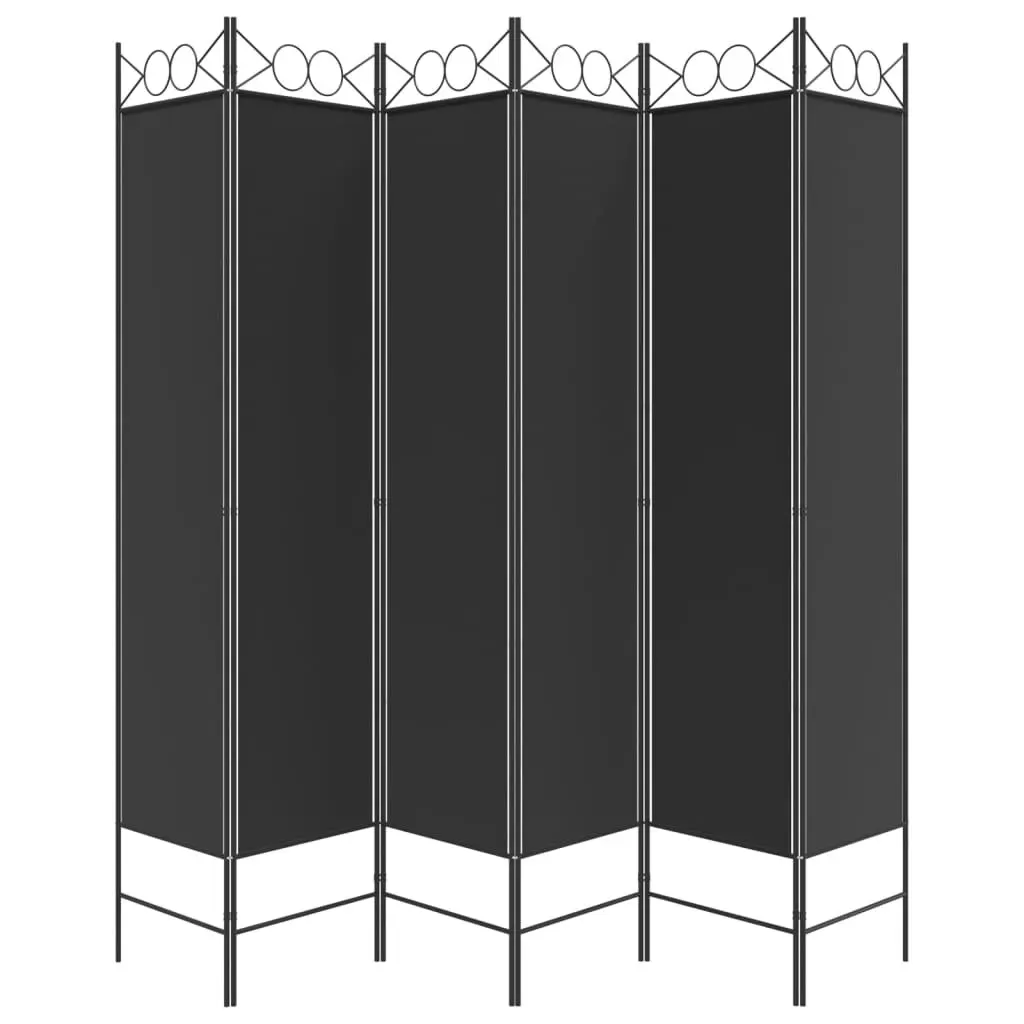 6-Panel Room Divider Black 240x200 cm Fabric 350161