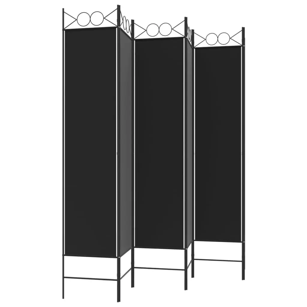 6-Panel Room Divider Black 240x200 cm Fabric 350161