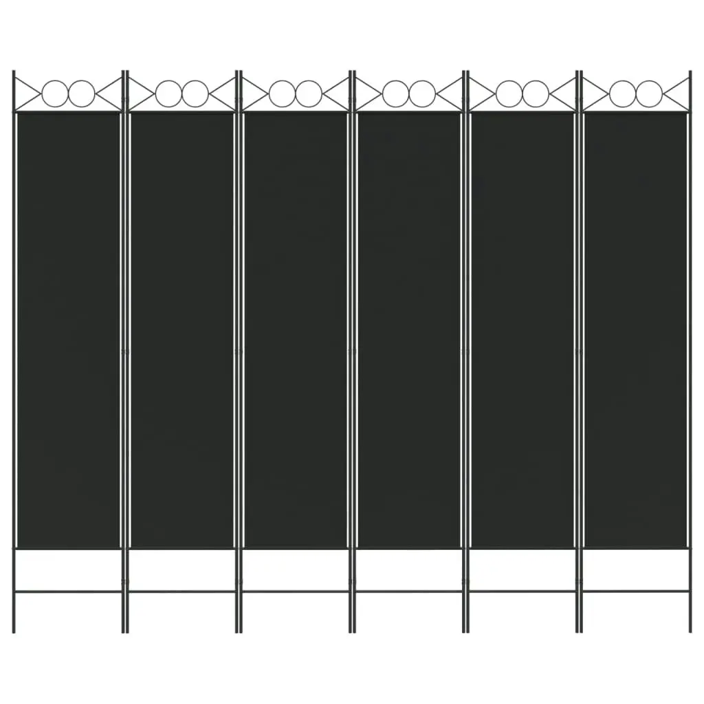 6-Panel Room Divider Black 240x200 cm Fabric 350161