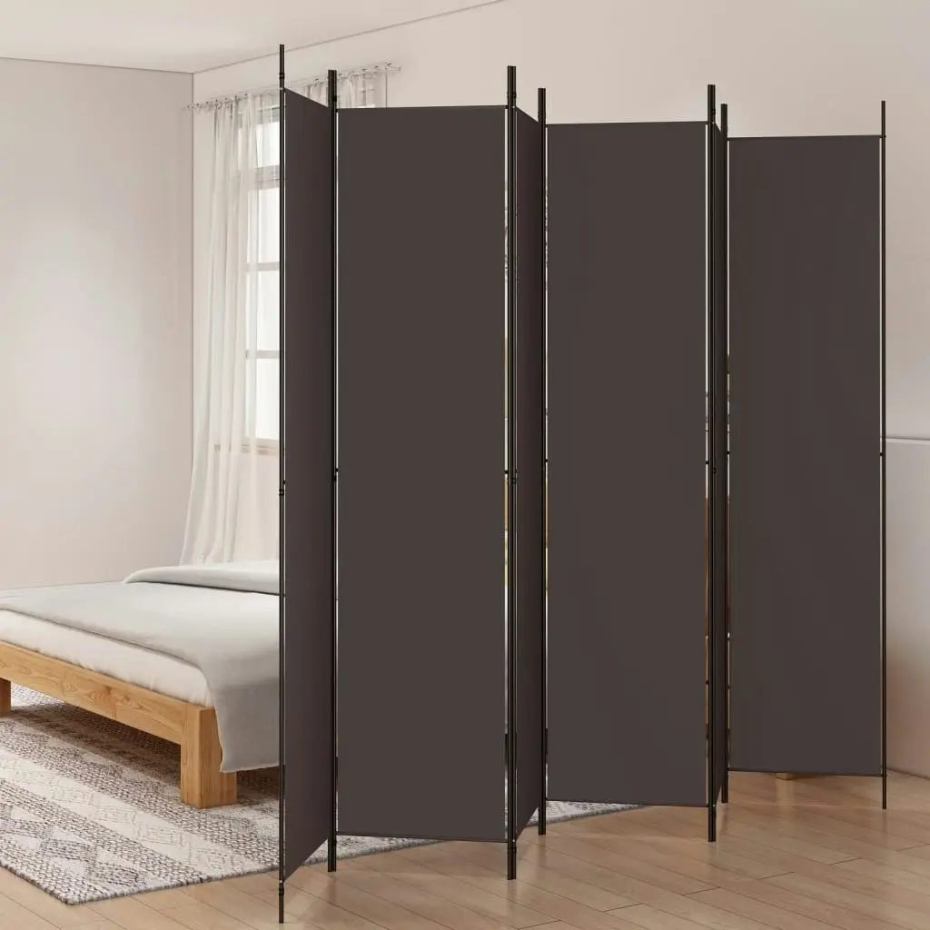 6-Panel Room Divider Brown 300x220 cm Fabric 350207