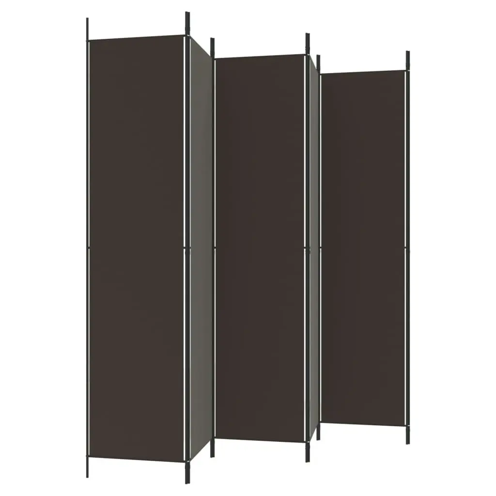 6-Panel Room Divider Brown 300x220 cm Fabric 350207